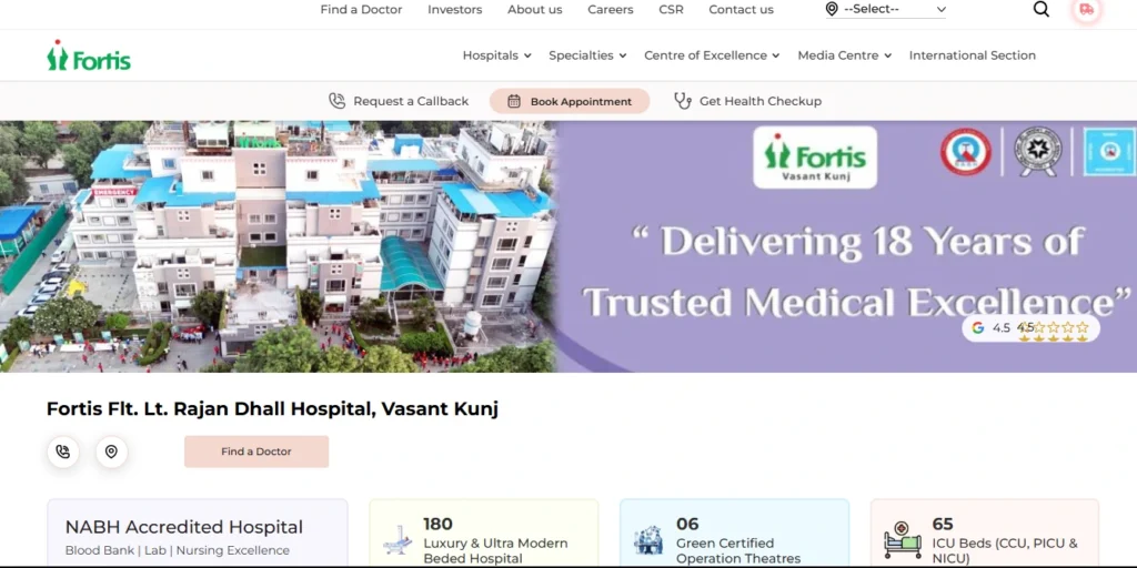 Fortis Hospital, Vasant Kunj